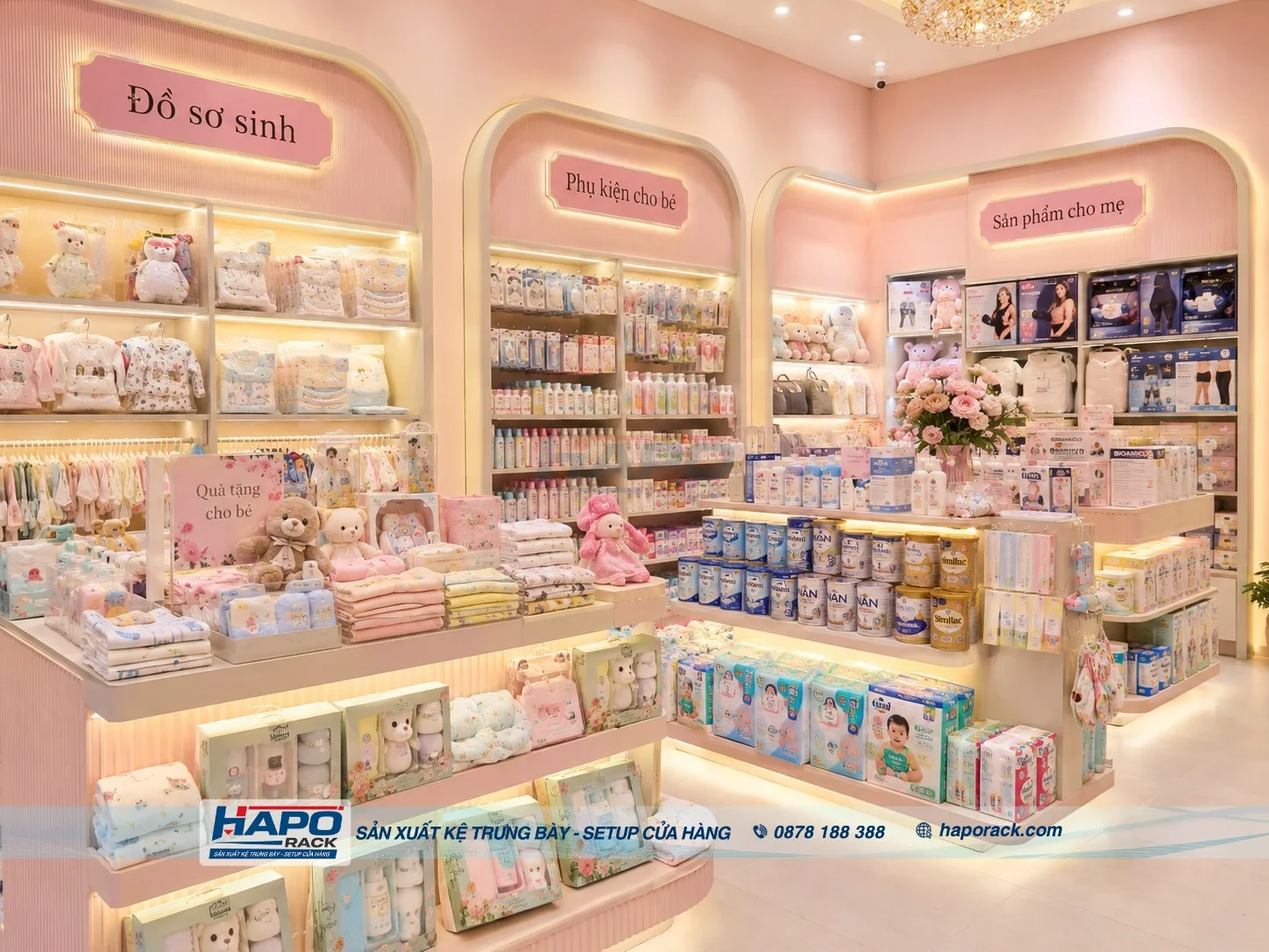 Thiết Kế Kệ Shop Mẹ Và Bé Tại P. Long Tuyền TP. Cần Thơ – Khoa Học, Tiết Kiệm Diện Tích