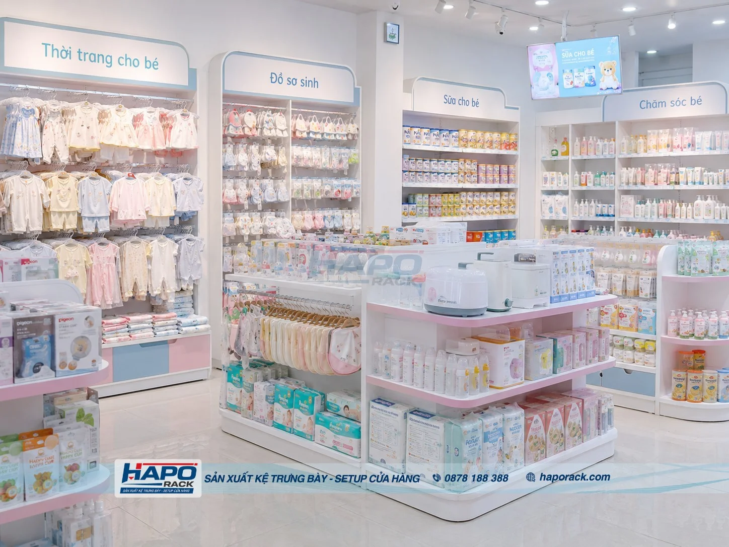 Thiết Kế Kệ Shop Mẹ Và Bé Tại P. Thới An Đông TP. Cần Thơ – Hiện Đại, Dễ Bố Trí Hàng Hóa