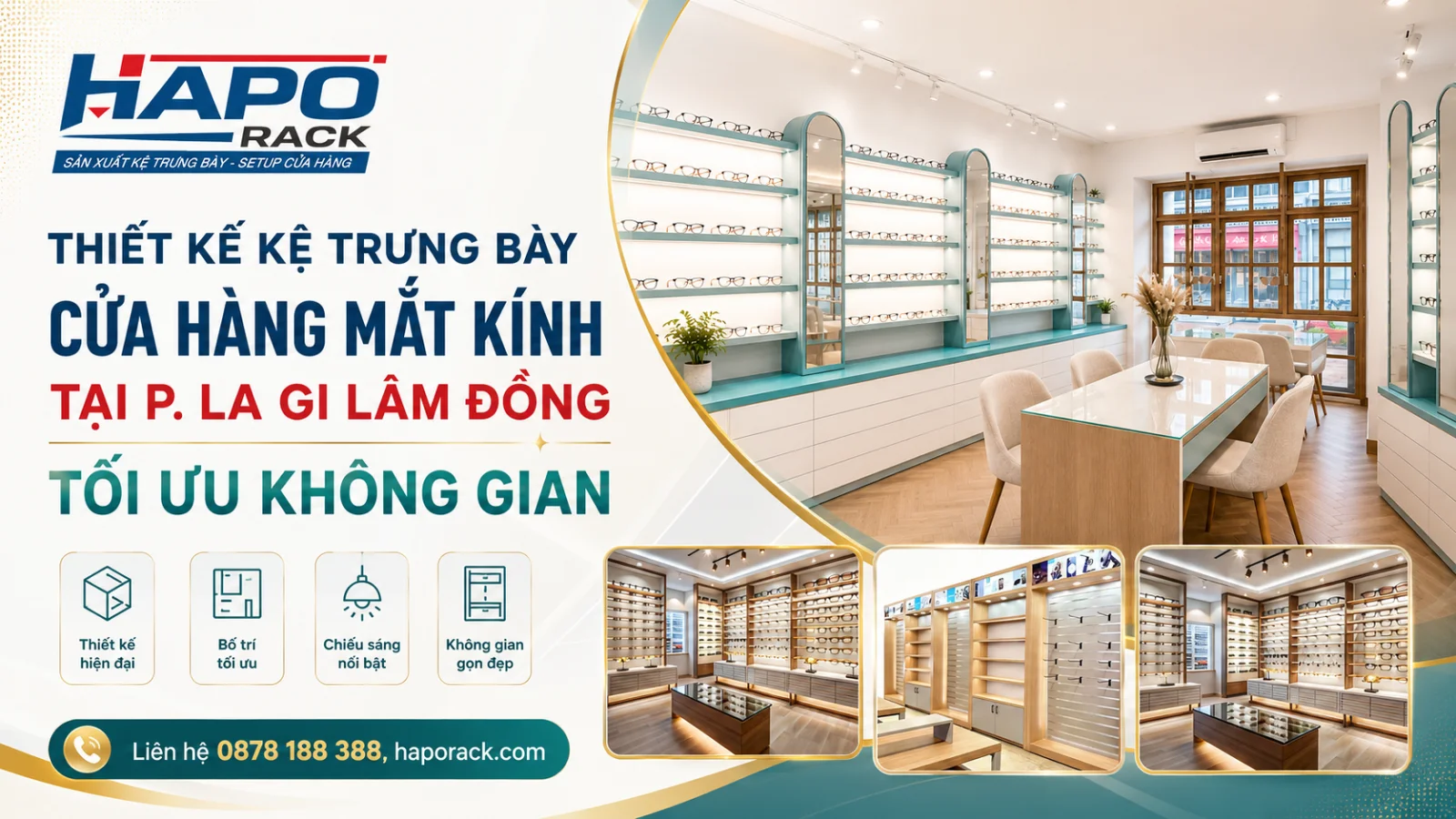 Thiết Kế Kệ Trưng Bày Cửa Hàng Mắt Kính Tại P. La Gi Lâm Đồng Đẹp, Hiện Đại