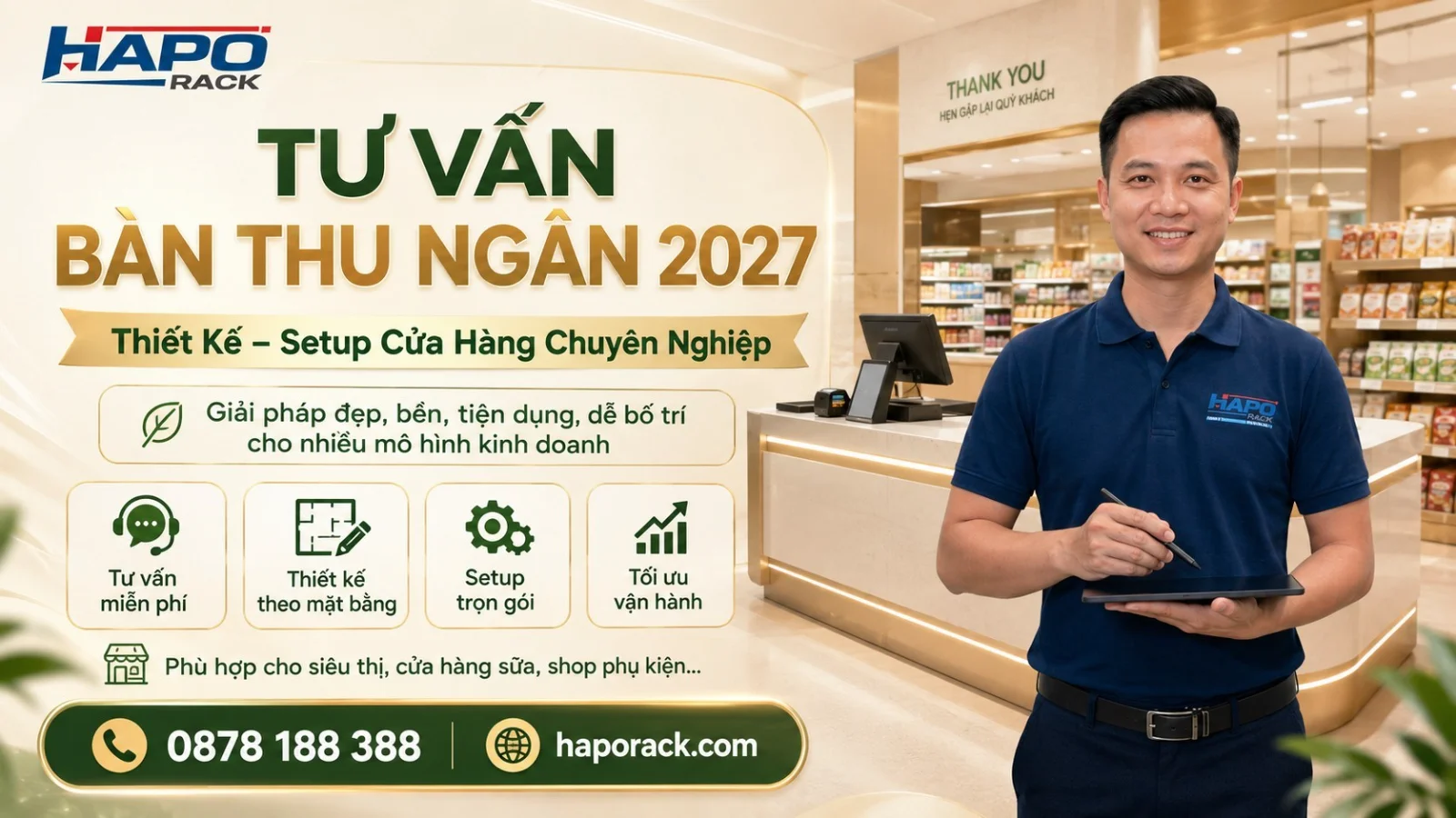 Top 30+ Mẫu Bàn Thu Ngân Đẹp, Hiện Đại, Dễ Bố Trí 2027