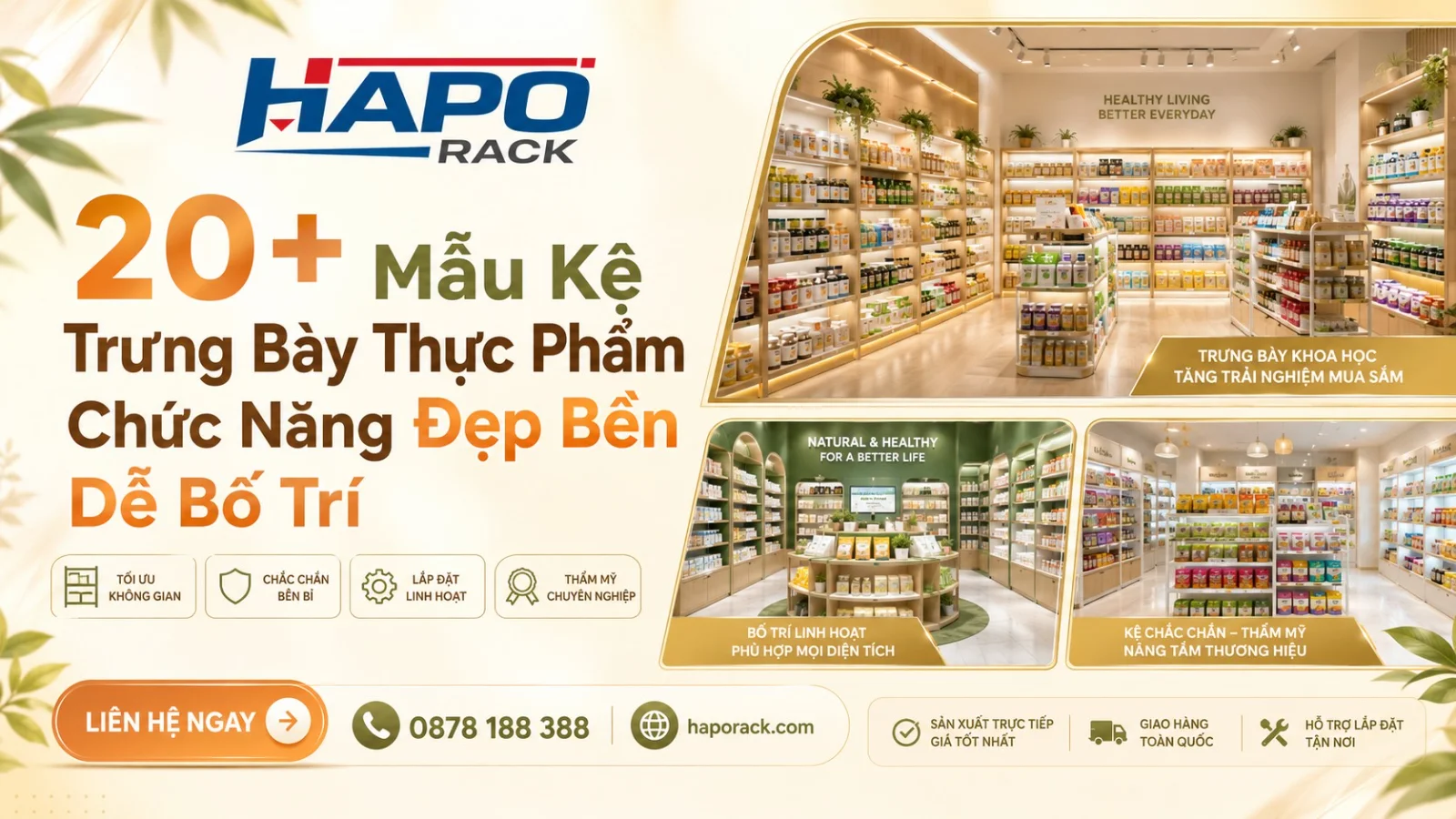 Top Kệ Thực Phẩm Chức Năng Đẹp Hiện Đại Cho Shop Và Cửa Hàng
