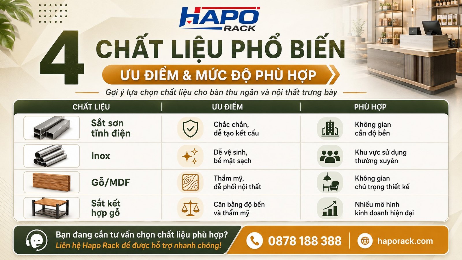 Mẫu Bàn Thu Ngân 2027 – Hiện Đại, Bền Đẹp, Dễ Bố Trí Không Gian