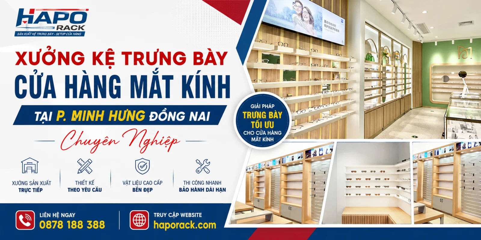 Xưởng Kệ Trưng Bày Cửa Hàng Mắt Kính Tại P. Minh Hưng Đồng Nai Chuyên Nghiệp