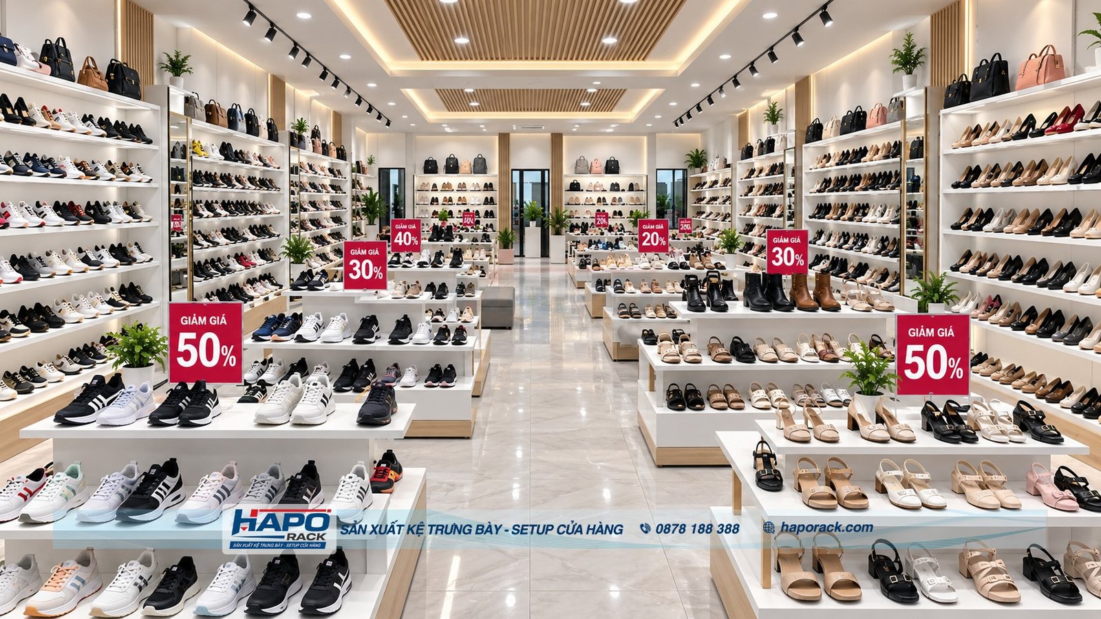 Top Mẫu Kệ Trưng Bày Giày Dép Cho Shop Đẹp, Chắc Chắn, Tối Ưu Diện Tích