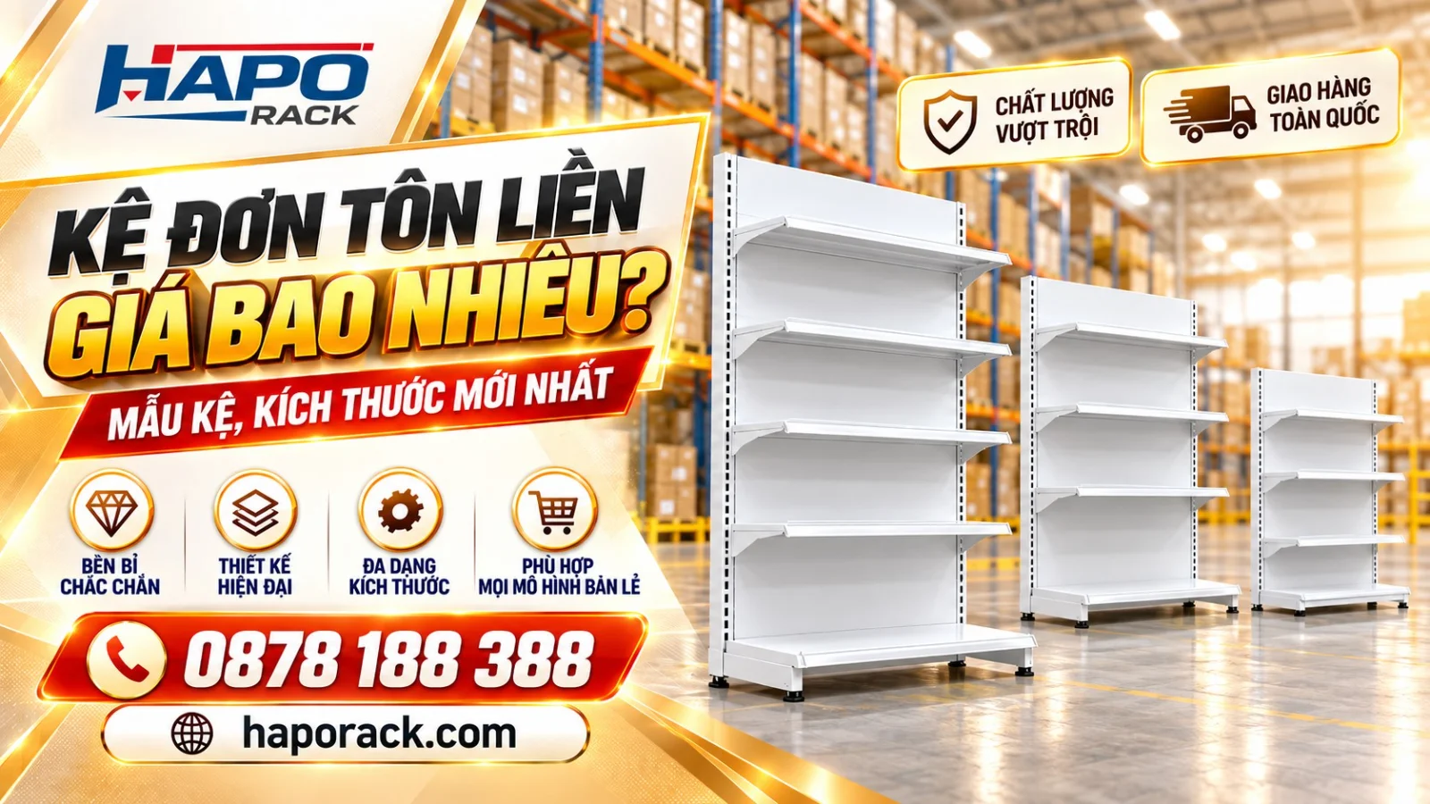 Bảng Giá Kệ Siêu Thị Đơn Tôn Liền – Mẫu Đẹp, Kích Thước Đa Dạng