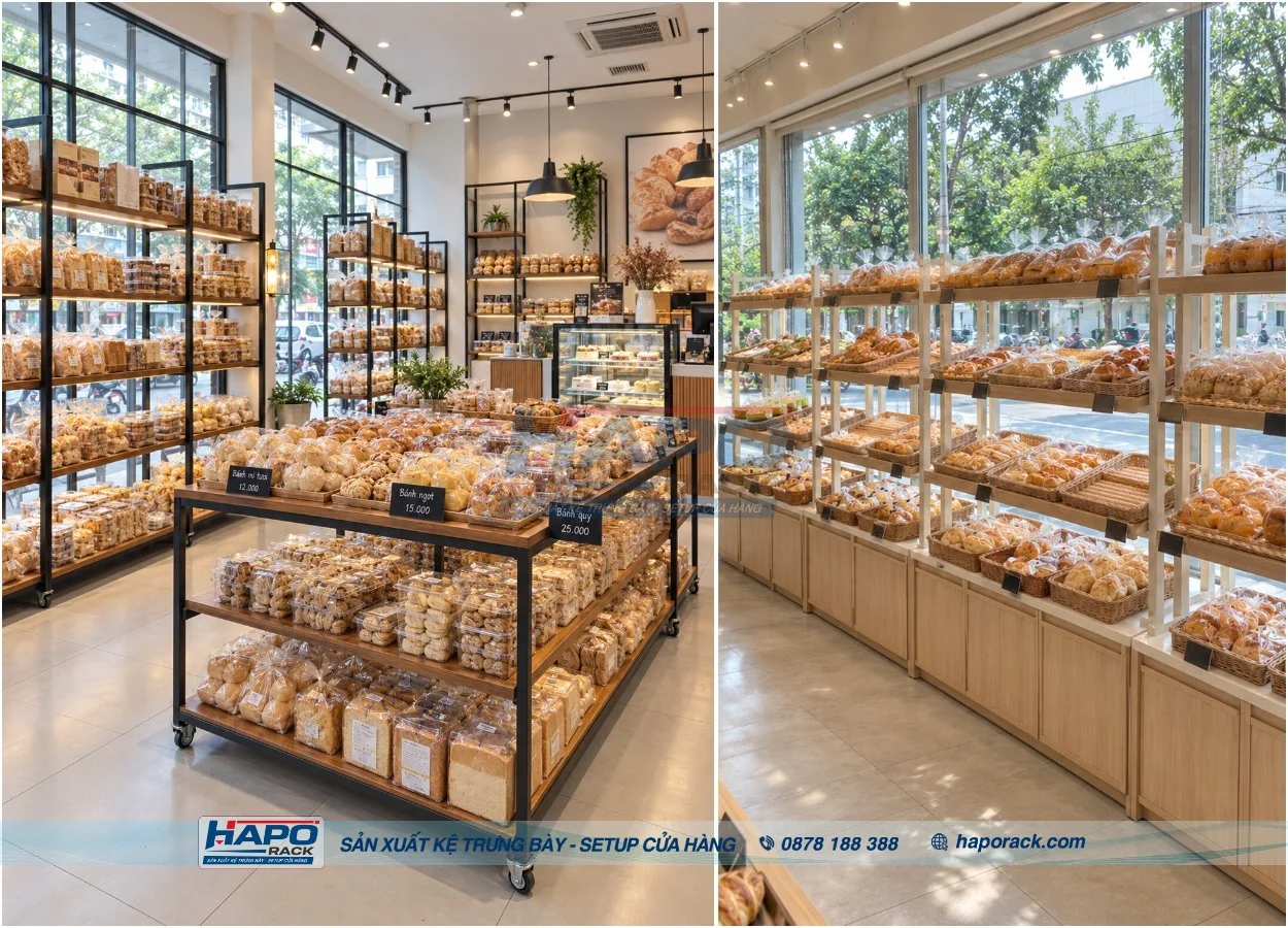 Giá Kệ Bánh Mì Cho Cửa Hàng Bao Nhiêu? Mẫu Mới Đẹp, Dễ Trưng Bày