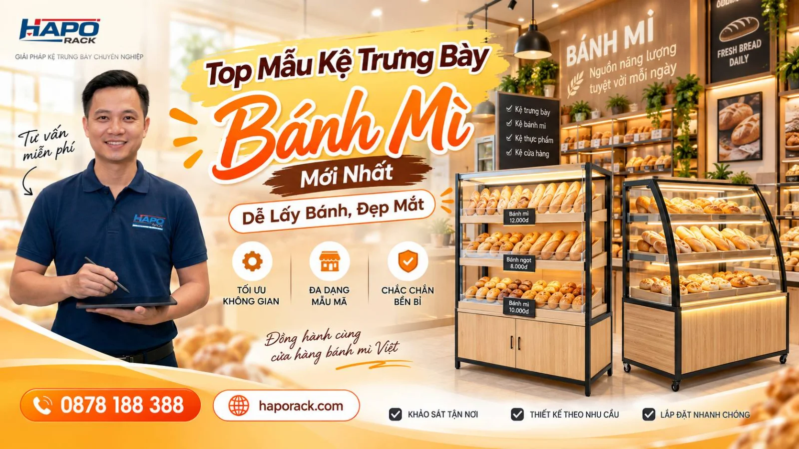 Giá Kệ Trưng Bày Bánh Mì Mới Nhất, Nhiều Mẫu Đẹp Cho Cửa Hàng
