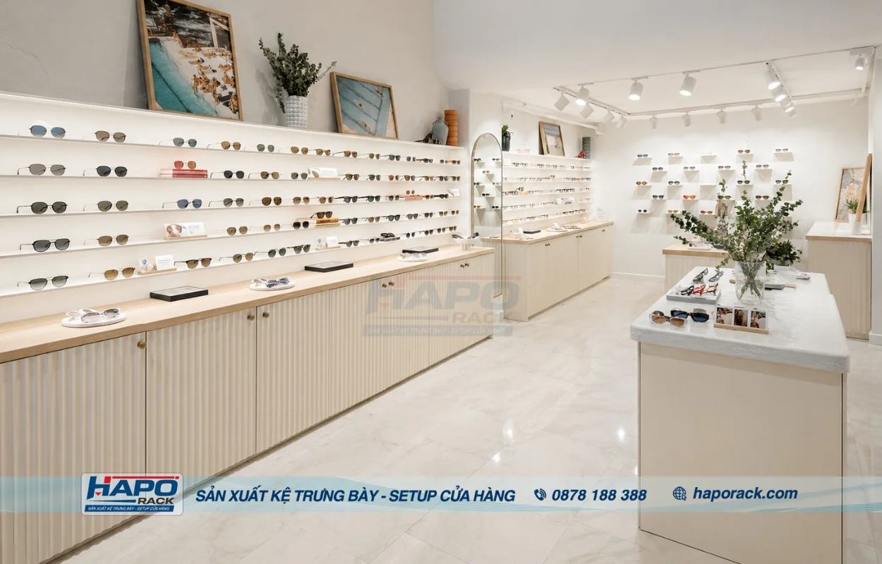 HAPO Rack Lắp Đặt Kệ Trưng Bày Mắt Kính Tại Xã Chợ Vàm An Giang