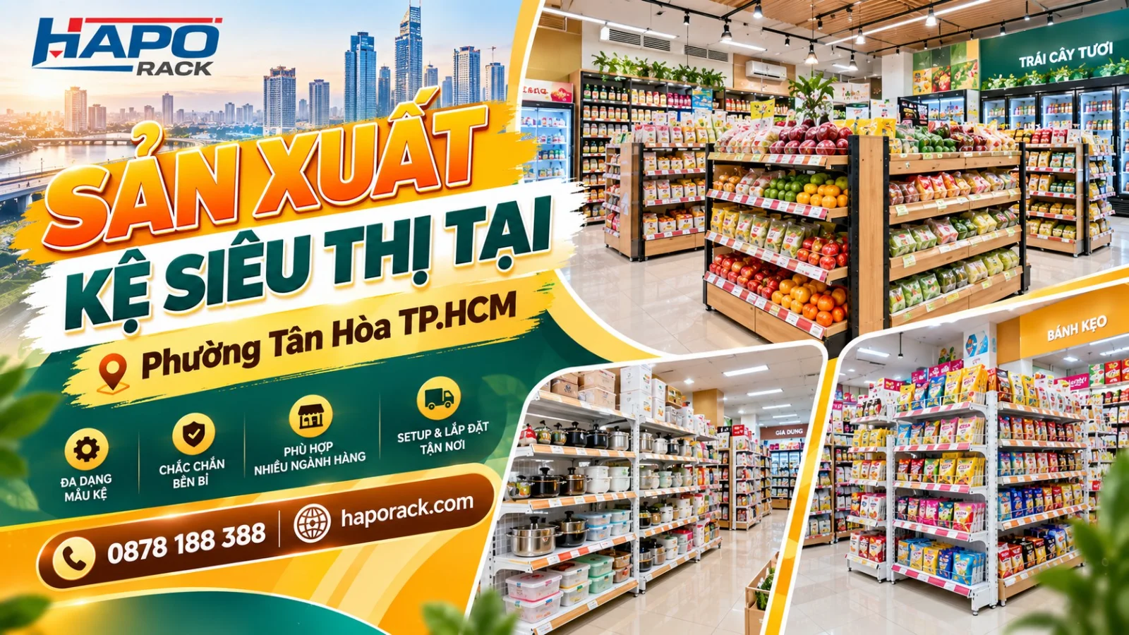 HAPO Rack – Sản Xuất Kệ Siêu Thị Tại Phường Tân Hòa TP.HCM Giá Tốt