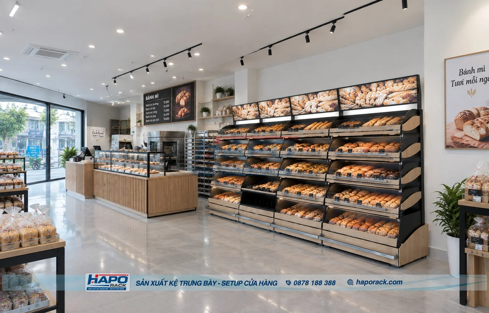 Kệ Bánh Mì Khung Sắt Mẫu Mới, Chắc Chắn, Dễ Kết Hợp Khay Trưng Bày