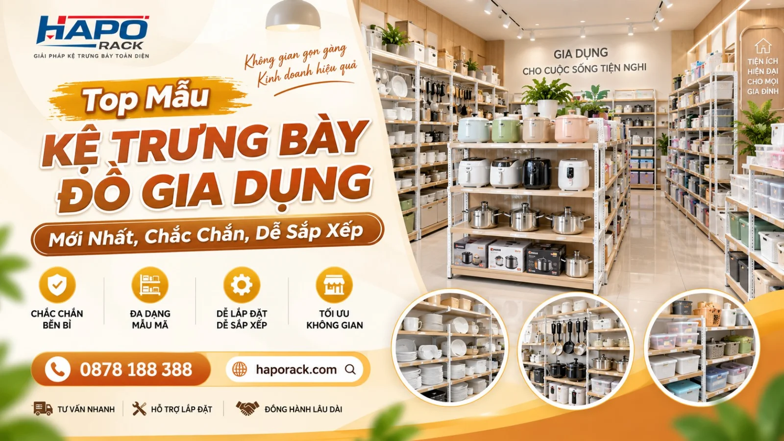 Kệ Bày Hàng Gia Dụng Mẫu Mới, Chắc Chắn, Dễ Trưng Bày Nồi Chảo, Đồ Bếp