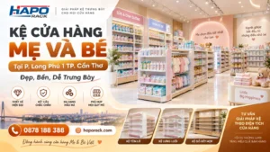 Kệ Cửa Hàng Mẹ Và Bé Tại P. Long Phú 1 TP. Cần Thơ – Sản Xuất Theo Yêu Cầu
