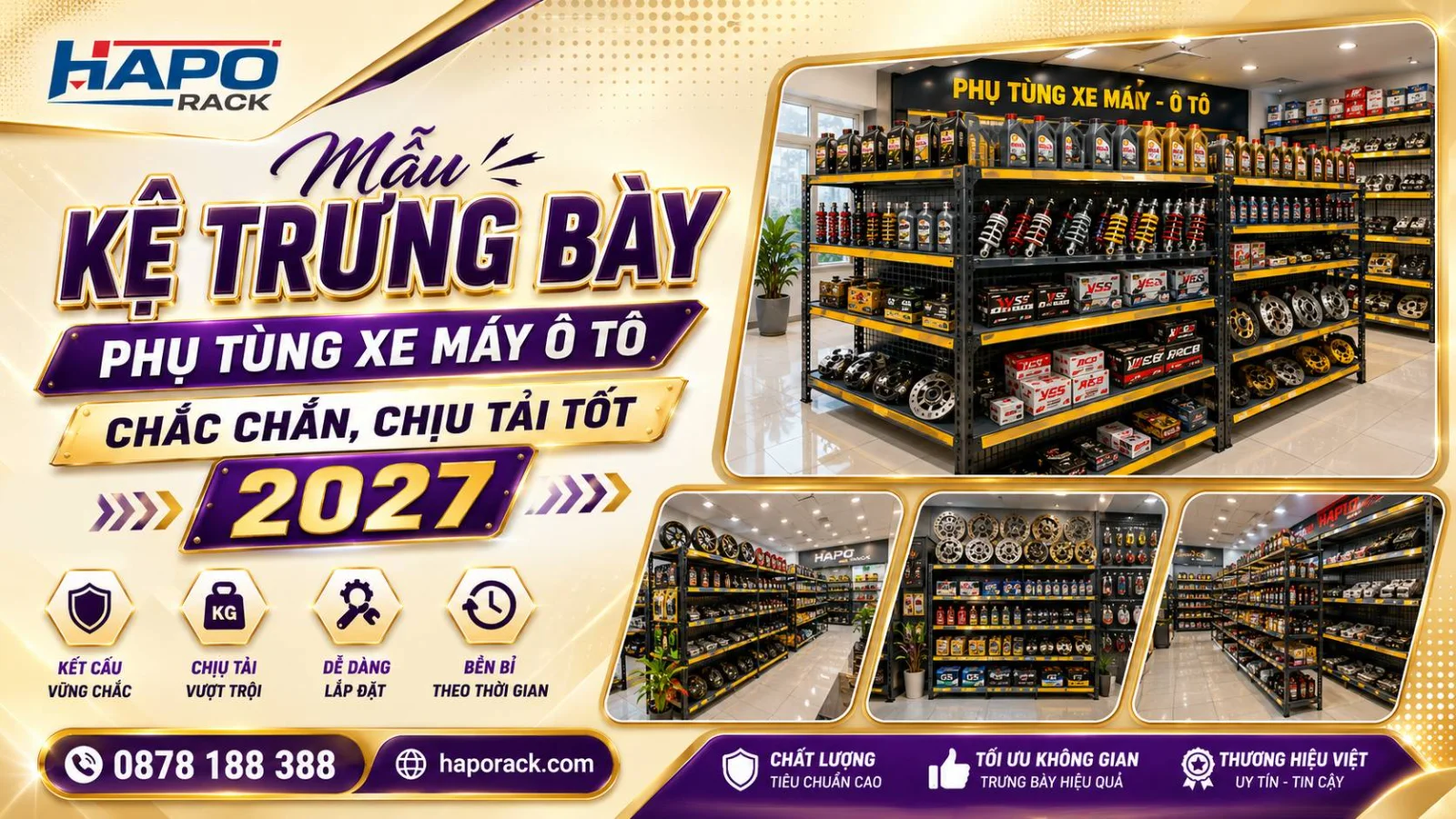 Kệ Cửa Hàng Phụ Tùng Xe Máy Bền Chắc, Tối Ưu Không Gian Trưng Bày
