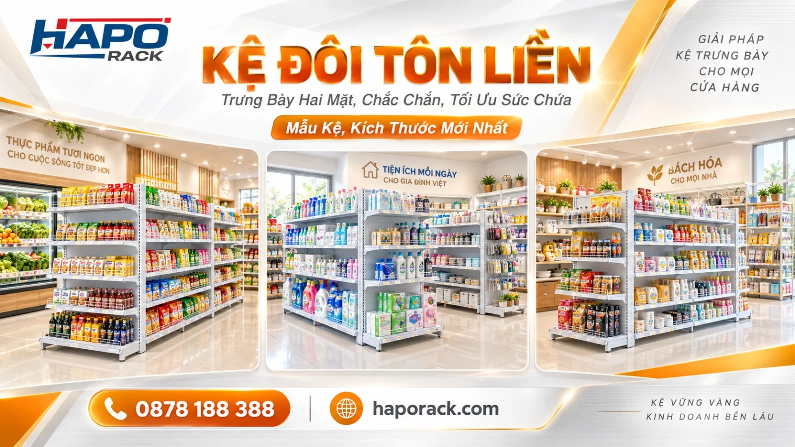 Kệ Đôi Siêu Thị Giá Tốt – Lưng Tôn Liền, Chịu Tải Tốt, Bền Lâu