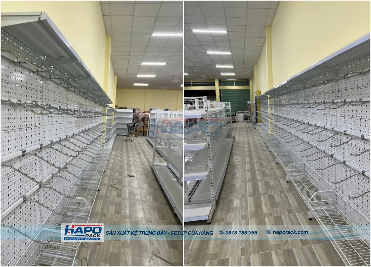 Kệ Đơn Lưng Tôn Đục Lỗ – Kết Hợp Mâm Và Móc Treo Linh Hoạt