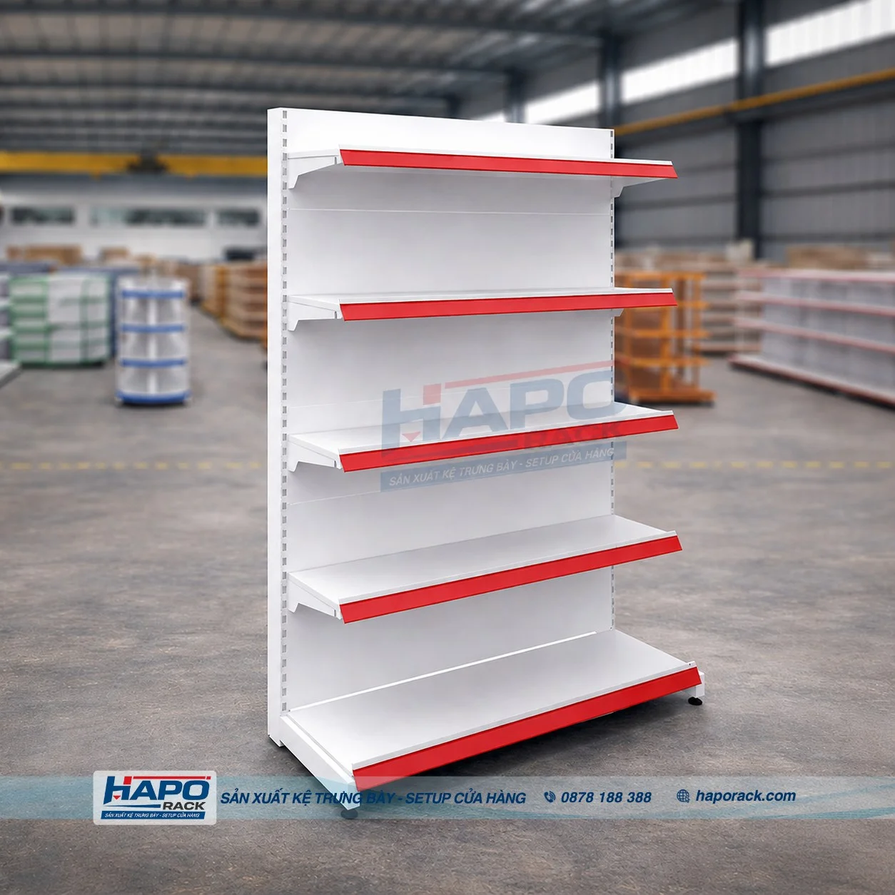 Kệ Siêu Thị Đơn Lưng Tôn Liền 5 Tầng