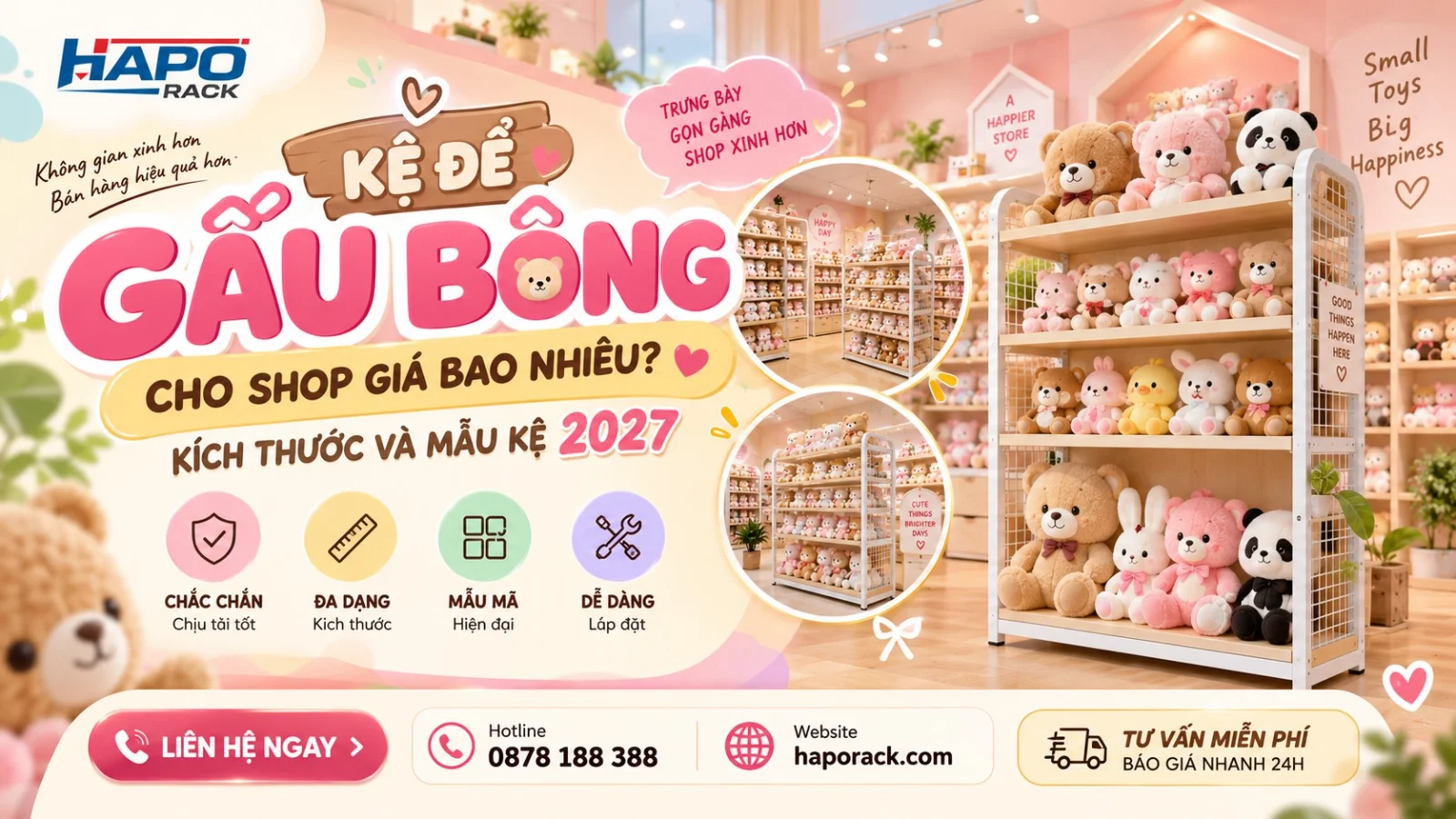 Kệ Đựng Gấu Bông Đẹp Cho Shop, Nhiều Mẫu Dễ Lựa Chọn 2027