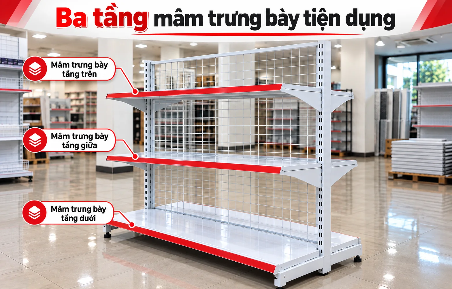 Kệ Lưng Lưới 3 Tầng Đẹp – Tiết Kiệm Diện Tích Cửa Hàng
