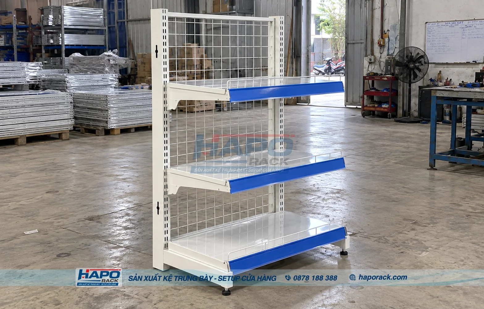 Kệ Lưng Lưới 3 Tầng HAPO Rack – Bền Chắc, Dễ Trưng Bày