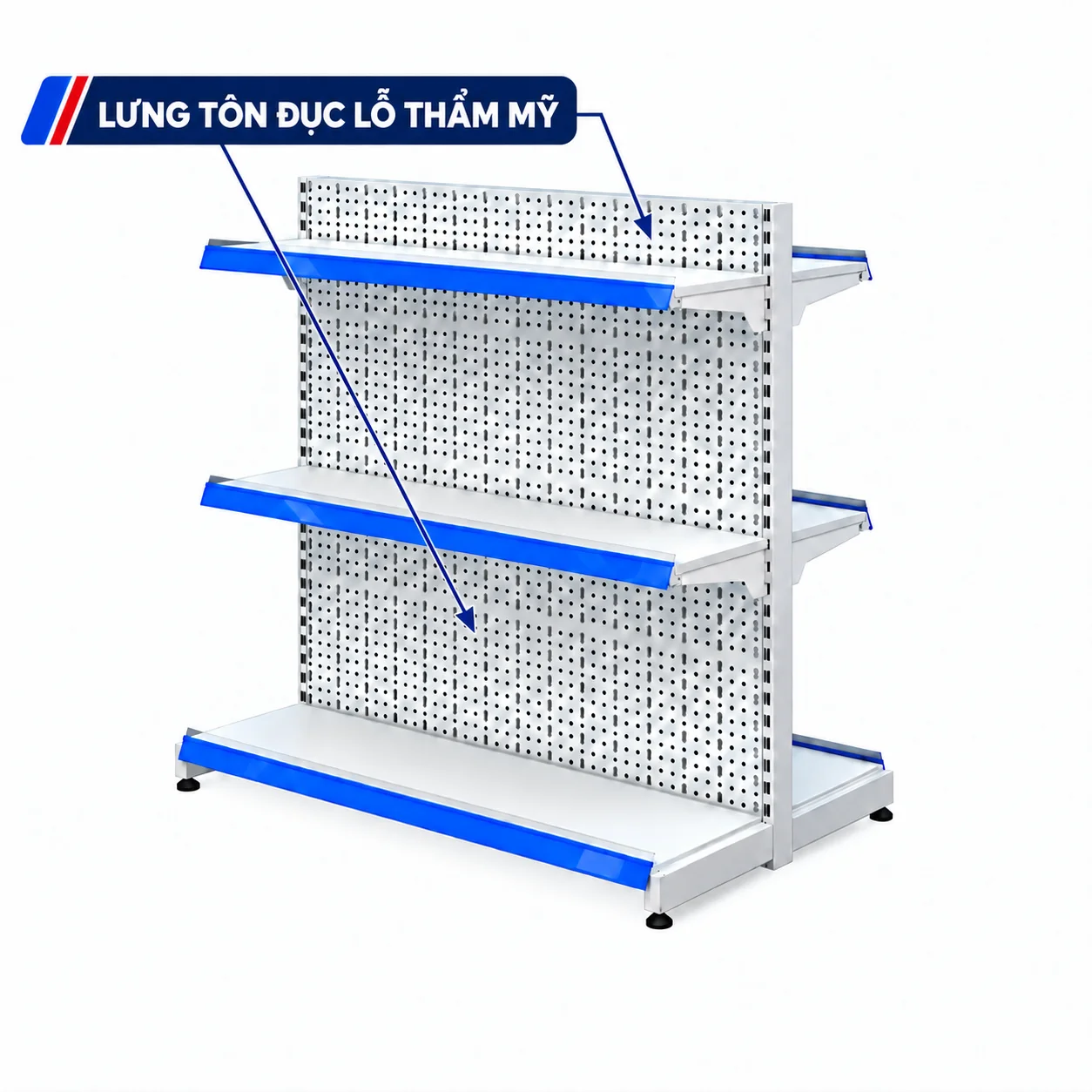 Kệ Lưng Tôn Lỗ 3 Tầng Cho Cửa Hàng, Siêu Thị