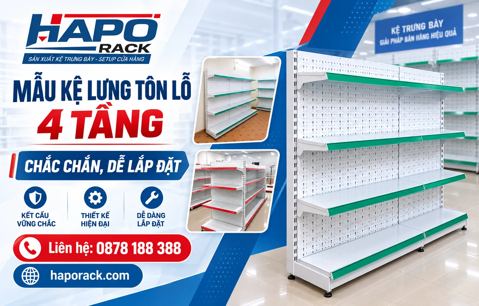 Kệ Lưng Tôn Lỗ 4 Tầng Bền Đẹp, Dễ Lắp Đặt