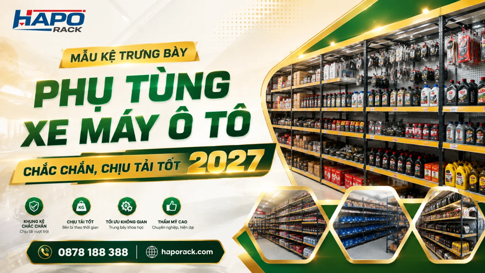Kệ Phụ Tùng Ô Tô Cho Cửa Hàng, Garage Tải Trọng Từ Nhẹ Đến Nặng