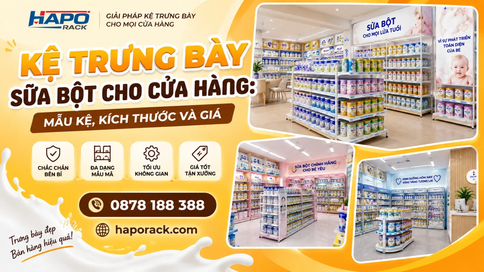 Kệ Sắt Trưng Bày Sữa Bột Cho Cửa Hàng: Kích Thước Và Giá Tham Khảo