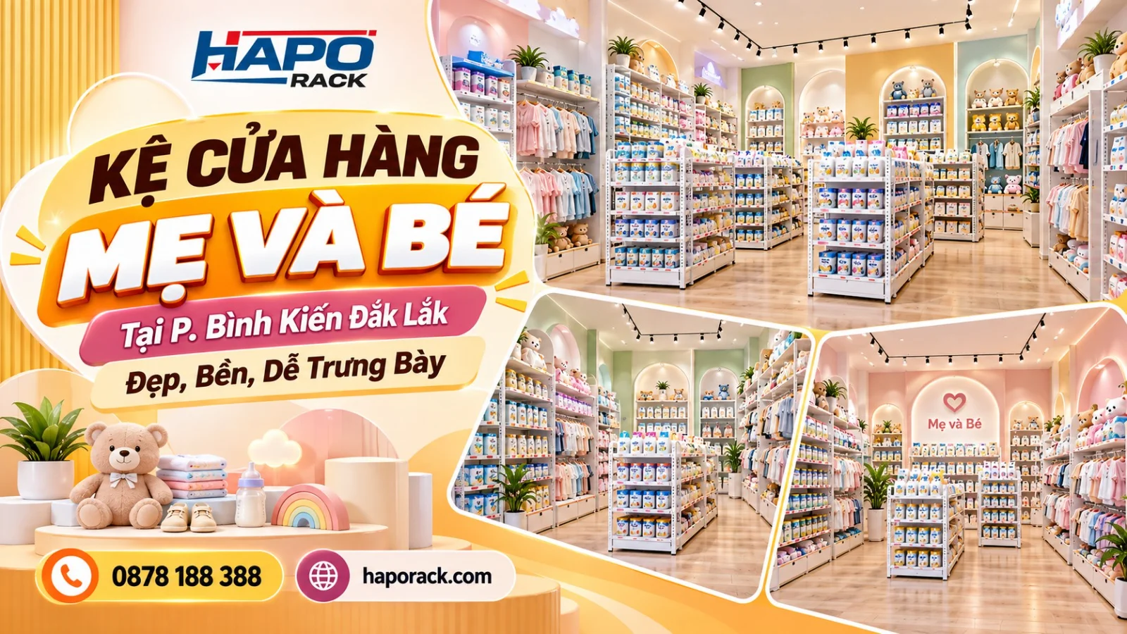 Kệ Shop Mẹ Và Bé Tại P. Bình Kiến Đắk Lắk – Bền Đẹp, Gọn Gàng, Dễ Sắp Xếp