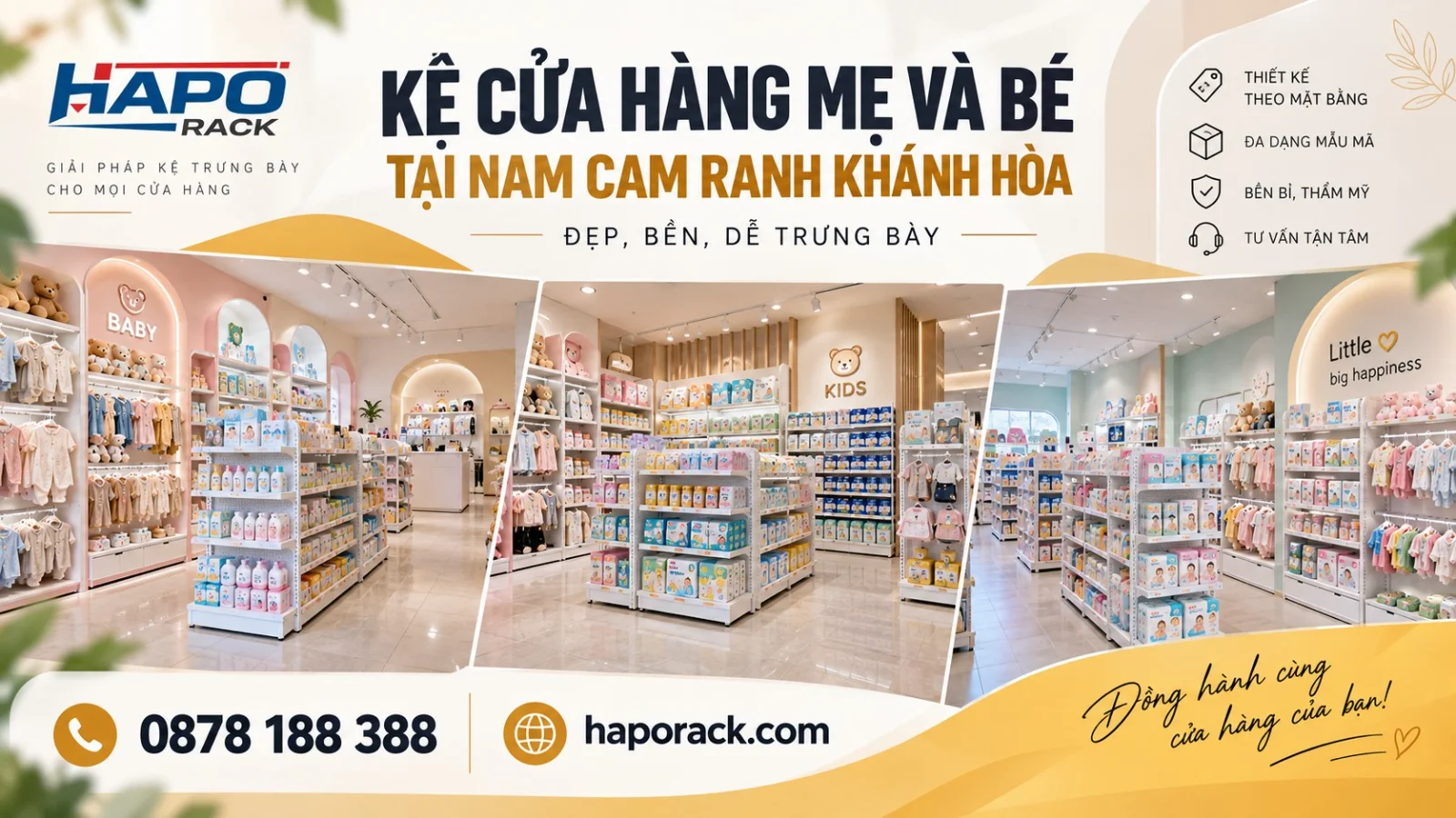 Kệ Shop Mẹ Và Bé Tại Xã Nam Cam Ranh Khánh Hòa – Thiết Kế Theo Mặt Bằng, Giá Xưởng