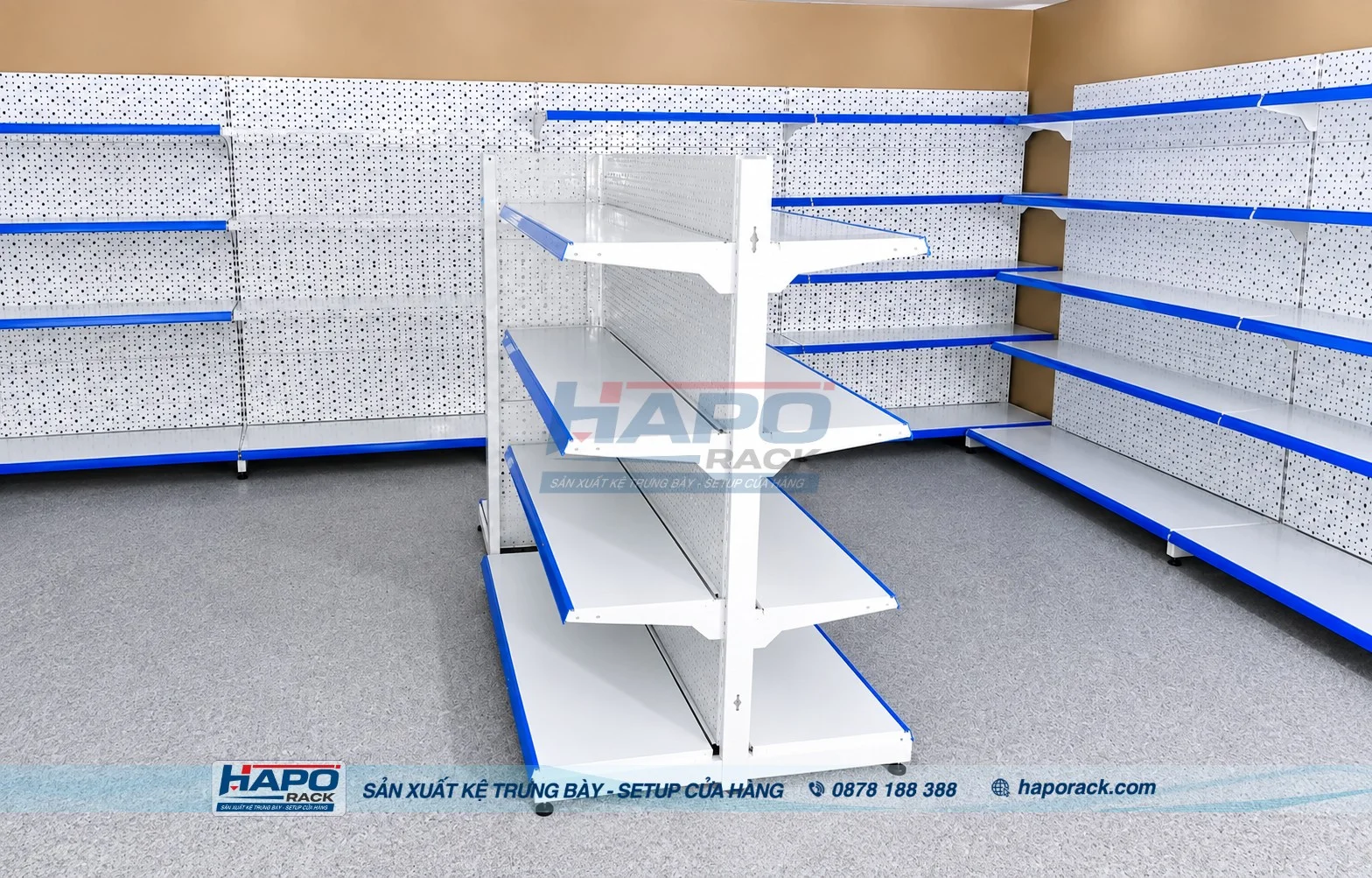 Kệ Siêu Thị Lưng Tôn Lỗ 4 Tầng Chắc Chắn, Bền Đẹp