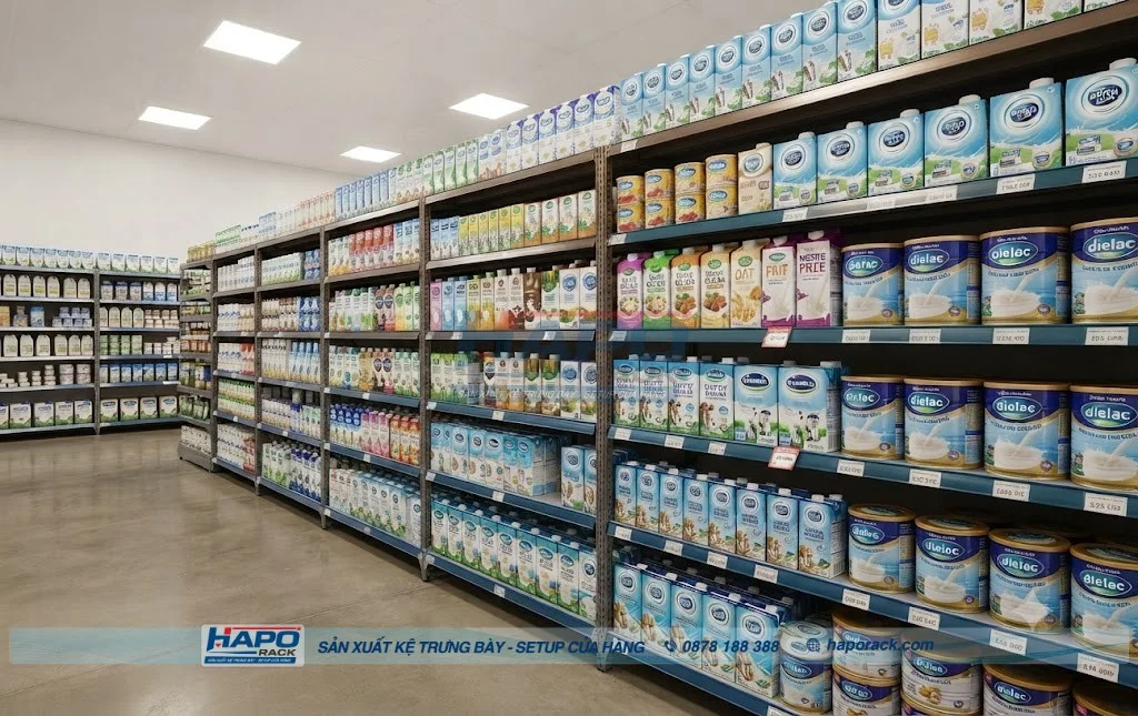 Kệ Sữa Bột Cho Cửa Hàng: Các Mẫu Đẹp, Chắc Chắn, Dễ Trưng Bày