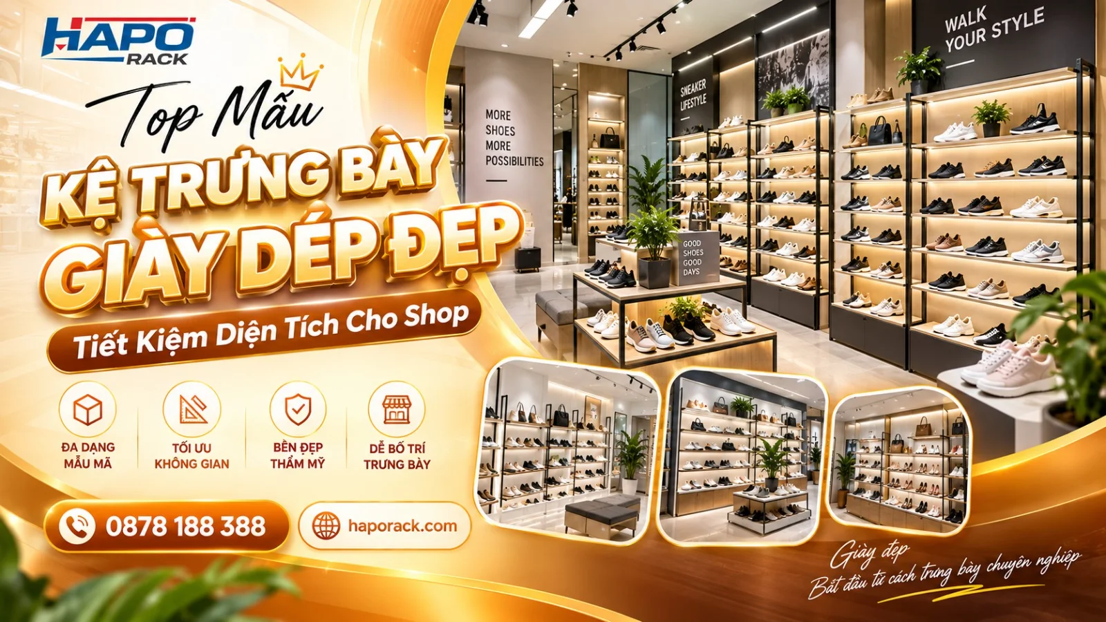 Kệ Trưng Bày Giày Dép Cho Shop Đẹp, Gọn, Tiết Kiệm Diện Tích