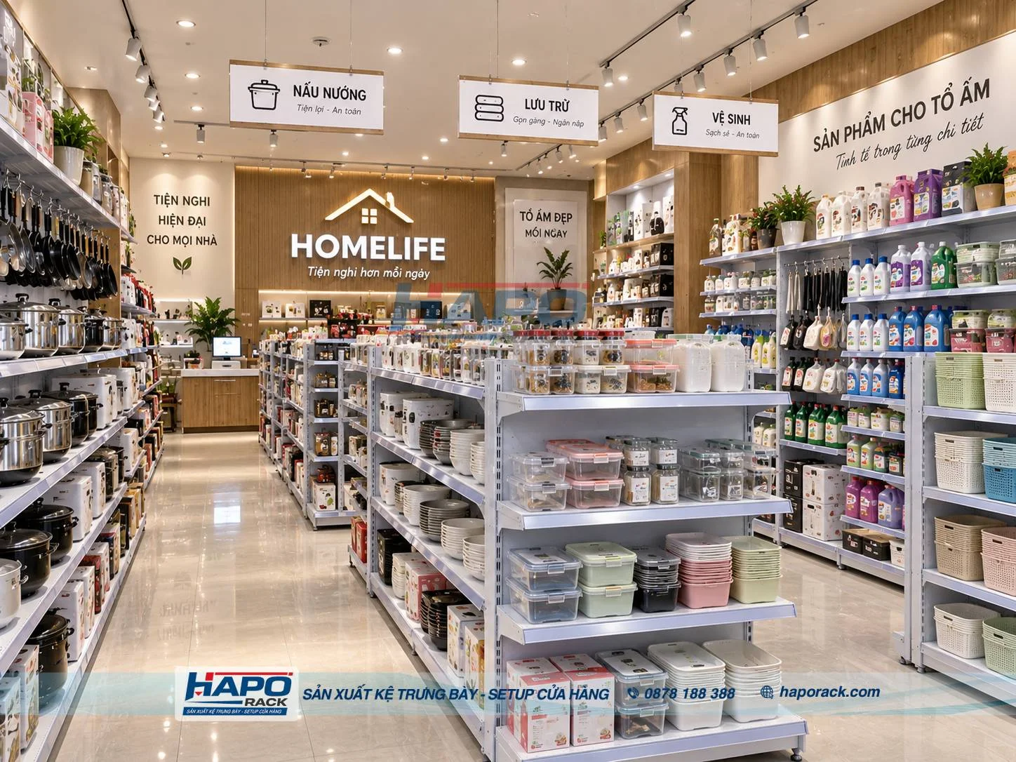 Kệ Trưng Bày Hàng Gia Dụng Mẫu Mới Nhất, Bền Đẹp, Tối Ưu Không Gian Shop