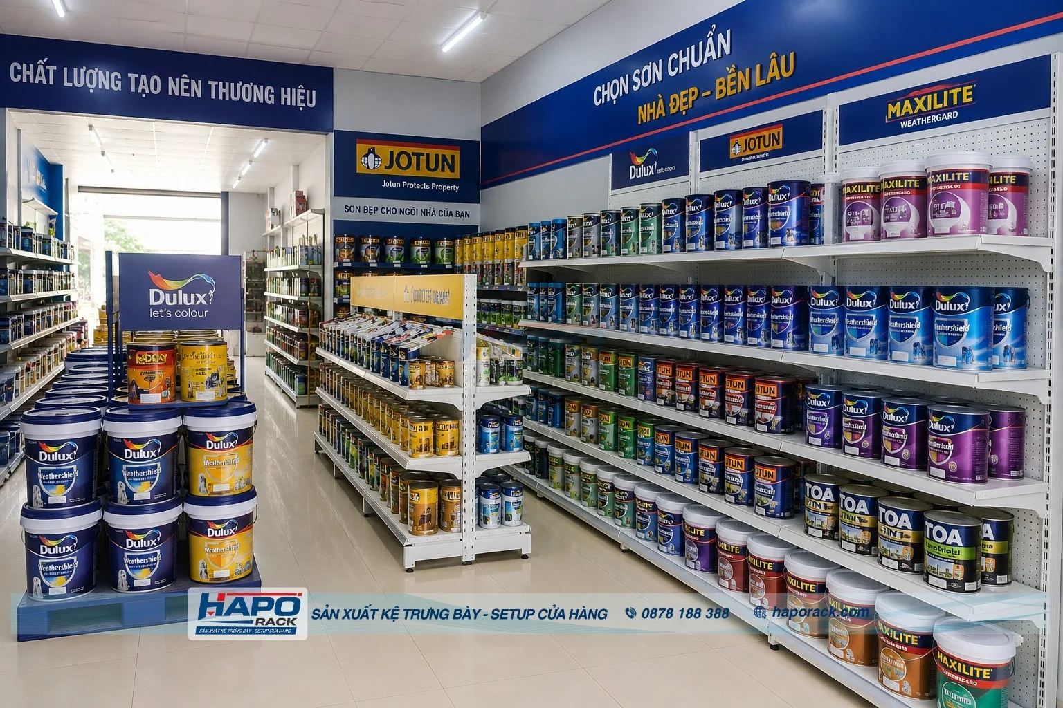 Kệ Trưng Bày Sơn Nước Cho Đại Lý Chắc Chắn, Dễ Sắp Xếp Hàng 2027