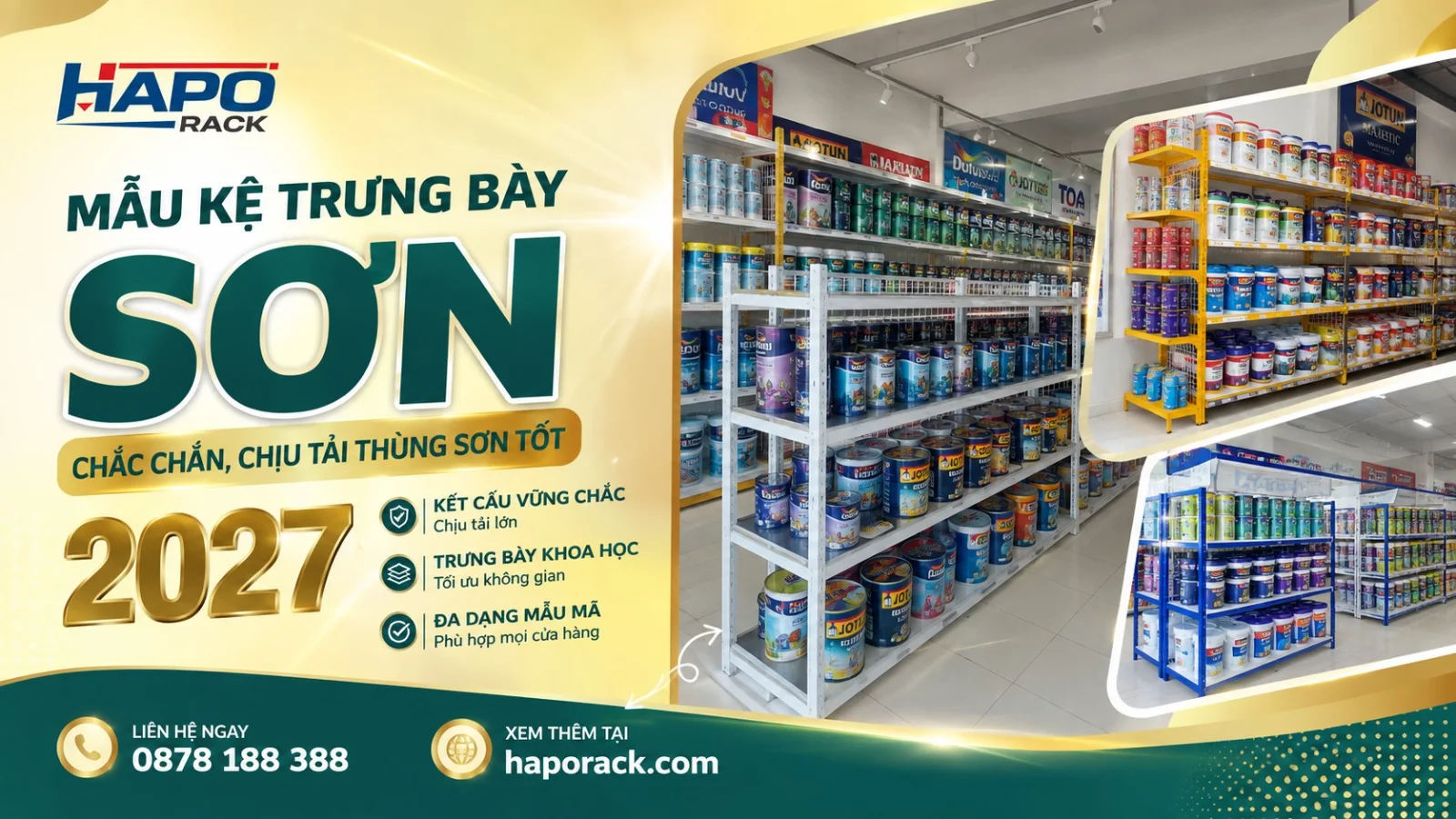 Kệ Trưng Bày Thùng Sơn Cho Cửa Hàng Bền Chắc, Tối Ưu Diện Tích