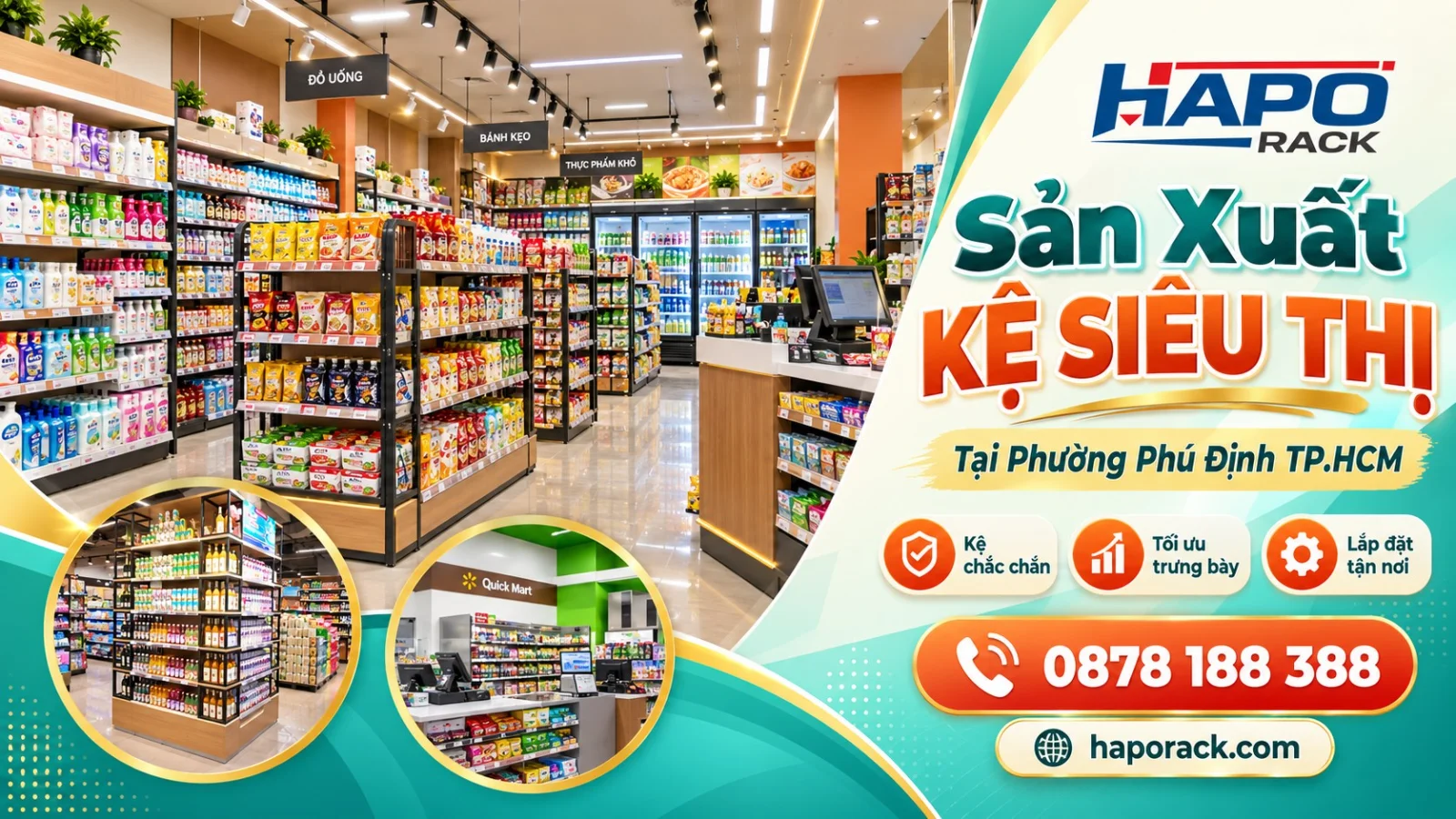 Làm Kệ Siêu Thị Tại Phường Phú Định TP.HCM Theo Yêu Cầu