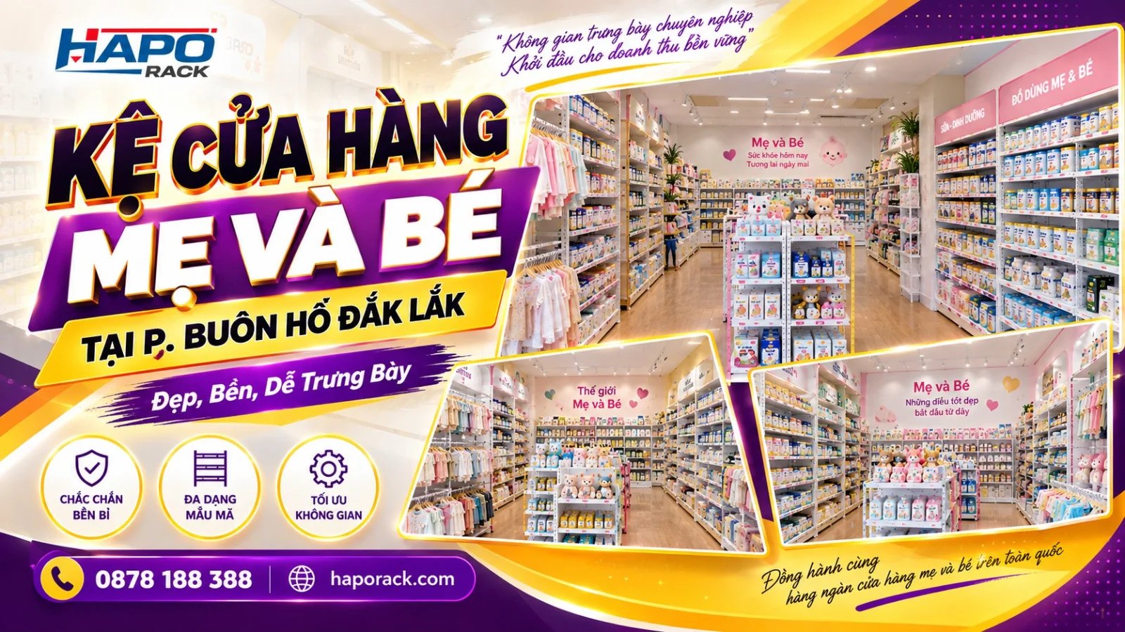 Lắp Đặt Kệ Cửa Hàng Mẹ Và Bé P. Buôn Hồ Đắk Lắk – Bền Đẹp, Tối Ưu Không Gian Kinh Doanh