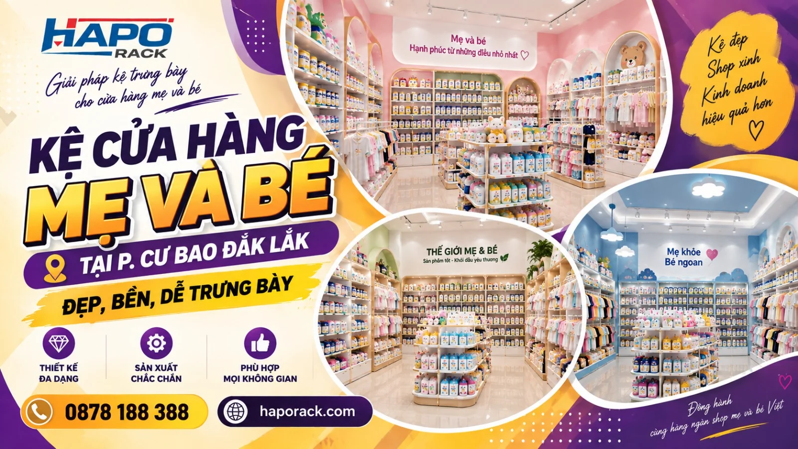 Lắp Đặt Kệ Cửa Hàng Mẹ Và Bé P. Cư Bao Đắk Lắk – Bền Đẹp, Dễ Sắp Xếp Hàng Hóa