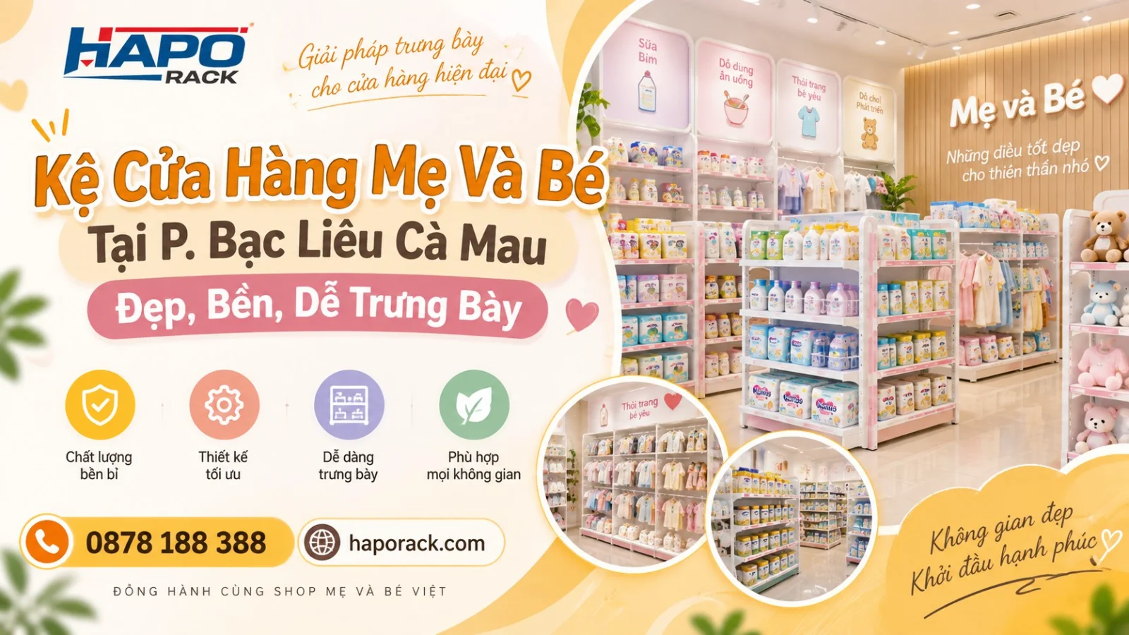 Lắp Đặt Kệ Cửa Hàng Mẹ Và Bé Tại P. Bạc Liêu Cà Mau – Bền Chắc, Dễ Bố Trí
