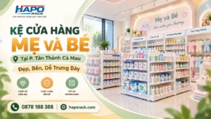 Lắp Đặt Kệ Cửa Hàng Mẹ Và Bé Tại P. Tân Thành Cà Mau – Gọn Gàng, Chắc Chắn, Dễ Sắp Xếp