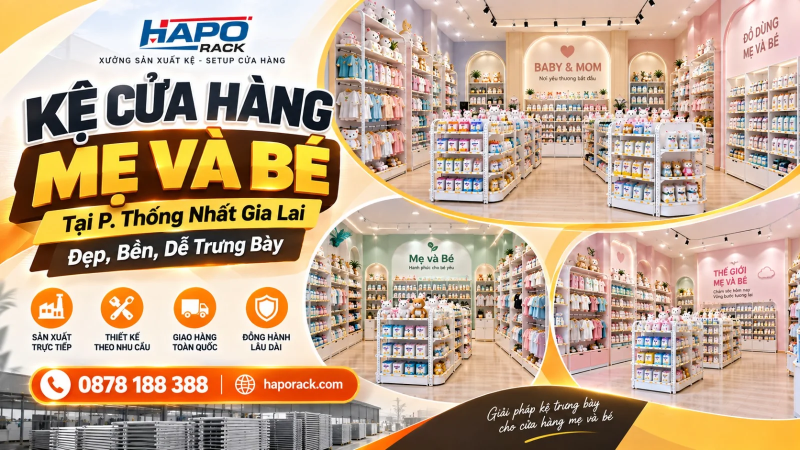 Lắp Đặt Kệ Cửa Hàng Mẹ Và Bé Tại P. Thống Nhất Gia Lai – Đẹp, Bền, Bố Trí Khoa Học