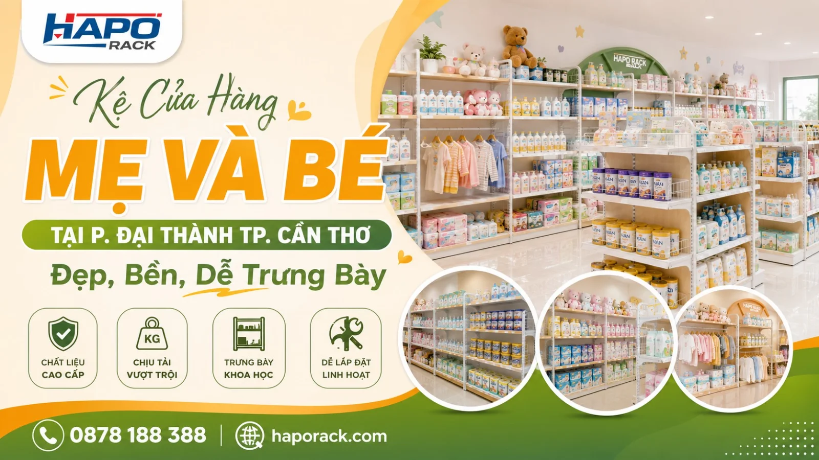 Lắp Đặt Kệ Shop Mẹ Và Bé P. Đại Thành TP. Cần Thơ – Chuyên Nghiệp, Dễ Trưng Bày