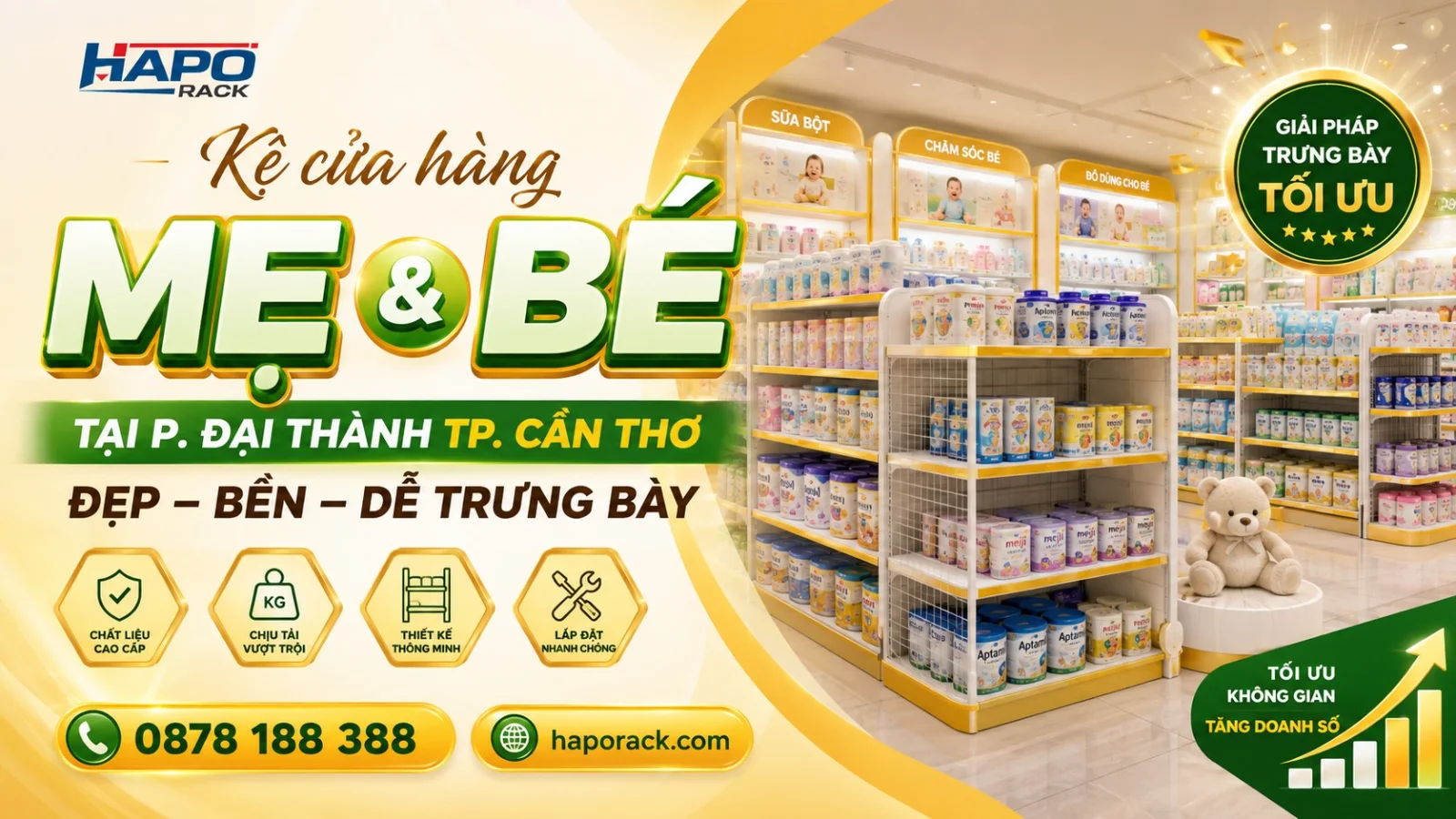 Lắp Đặt Kệ Shop Mẹ Và Bé Tại Đại Thành Cần Thơ – Bền Đẹp, Tối Ưu Mặt Bằng