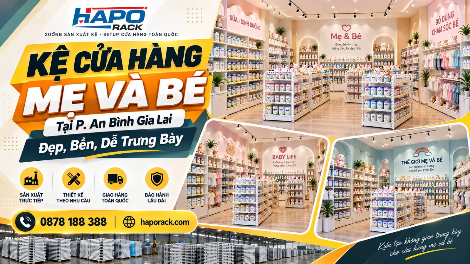 Lắp Đặt Kệ Shop Mẹ Và Bé Tại P. An Bình Gia Lai – Bền Đẹp, Dễ Bố Trí Hàng Hóa