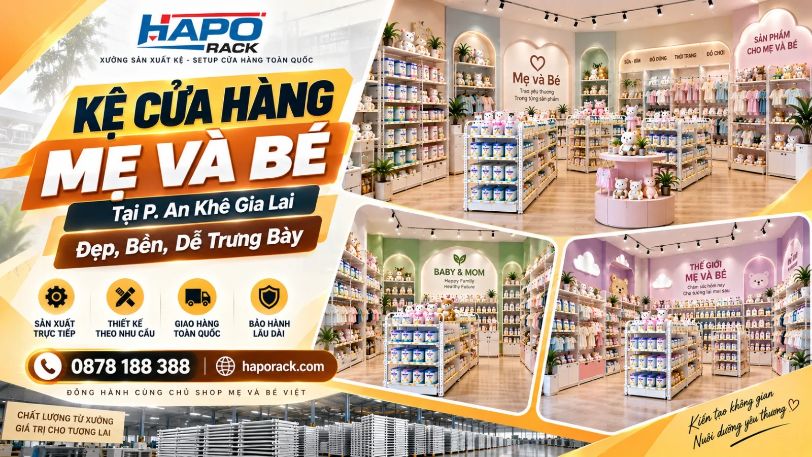 Lắp Đặt Kệ Shop Mẹ Và Bé Tại P. An Khê Gia Lai – Đẹp, Bền, Dễ Trưng Bày