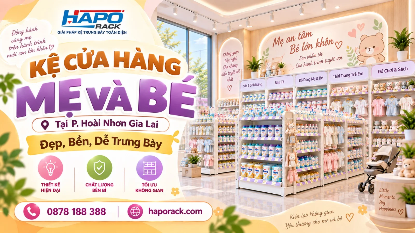 Lắp Đặt Kệ Shop Mẹ Và Bé Tại P. Hoài Nhơn Gia Lai – Đẹp, Bền, Dễ Bố Trí
