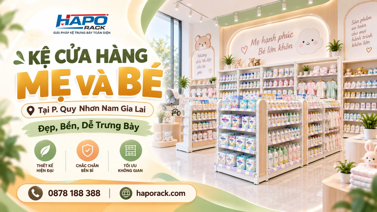 Lắp Đặt Kệ Shop Mẹ Và Bé Tại P. Quy Nhơn Nam Gia Lai – Bền Bỉ, Đẹp Mắt, Dễ Trưng Bày