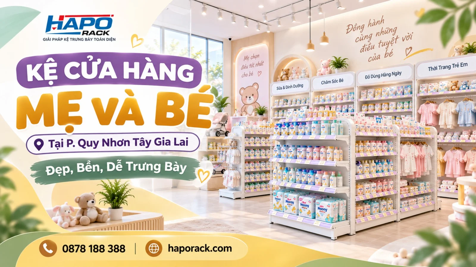 Lắp Đặt Kệ Shop Mẹ Và Bé Tại P. Quy Nhơn Tây Gia Lai – Chắc Chắn, Dễ Trưng Bày