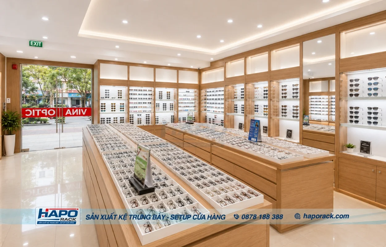 Lắp Đặt Kệ Trưng Bày Kính Mắt Tại Xã Phú Lâm An Giang