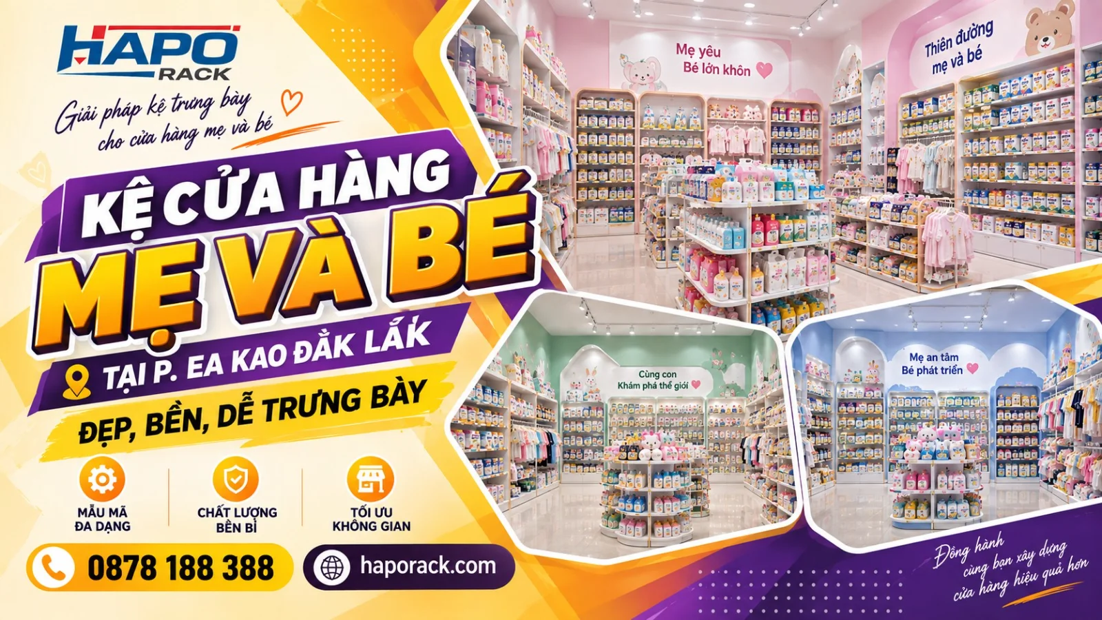 Lắp Kệ Cửa Hàng Mẹ Và Bé P. Ea Kao Đắk Lắk – Đẹp Mắt, Thuận Tiện Trưng Bày